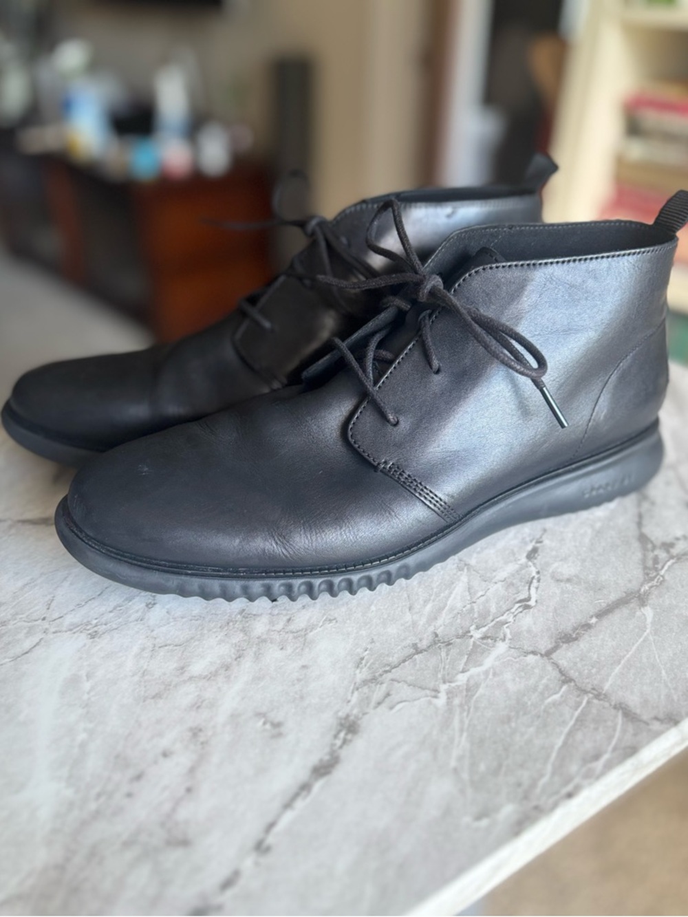 EUC COLE HAAN Zerogrand Men's Black Leather Chukka Boots - size 11.5